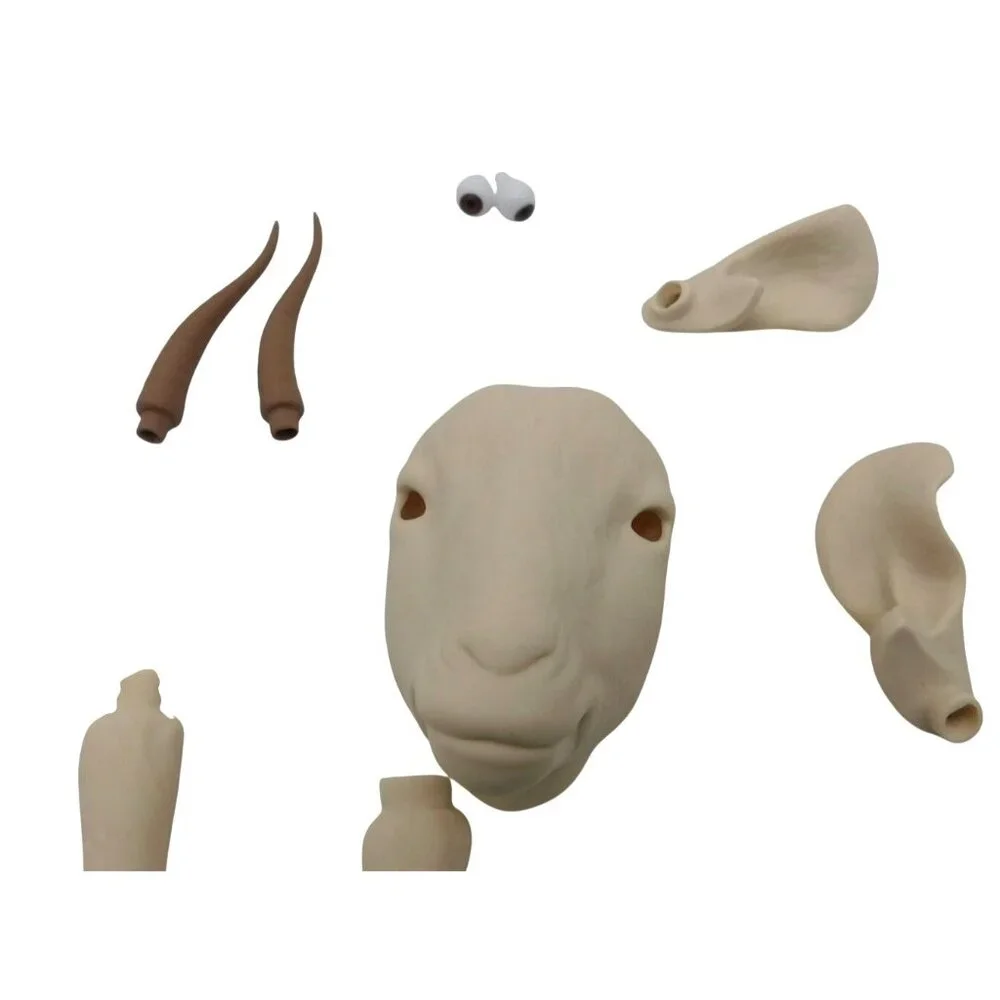 Ceramic Sheep Goat Doll Making Pieces Face Legs Horns Ears Eyes